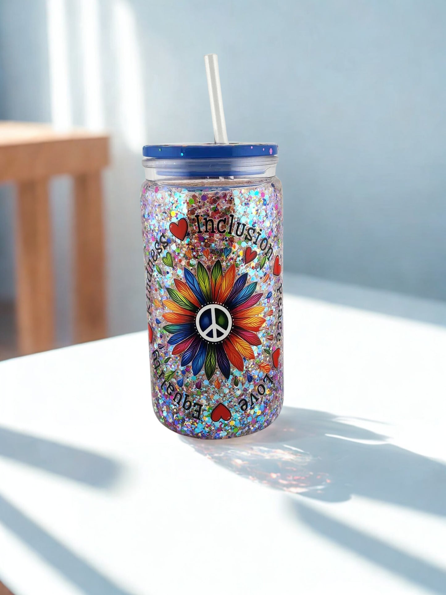 Kindness and Equality 16 oz Acrylic Snowglobe Tumbler