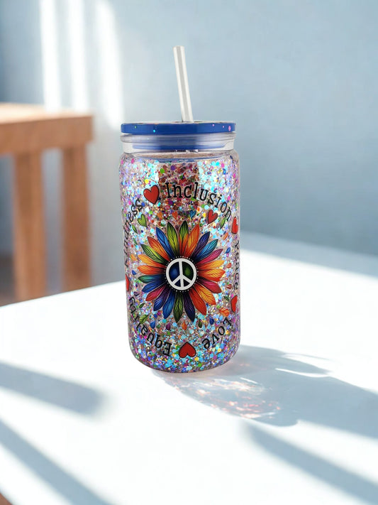 Kindness and Equality 16 oz Acrylic Snowglobe Tumbler